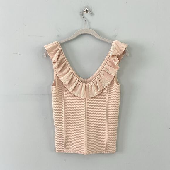 NWT Ted Baker London Samaha Ruffle Neck Light Pink Knit Sleeveless Sweater - Picture 3 of 7